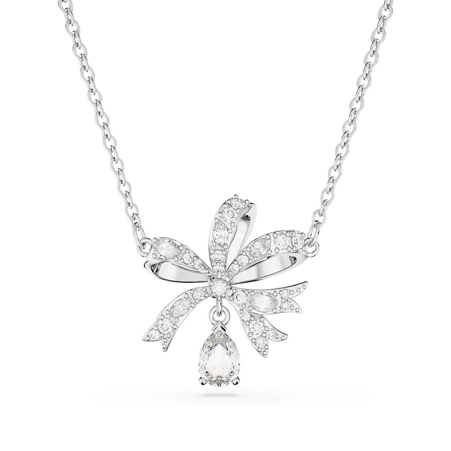 Dây Chuyền&nbsp;Swarovski Volta Necklacebow, Small, White, Rhodium Plated 5647583 Màu Bạc
