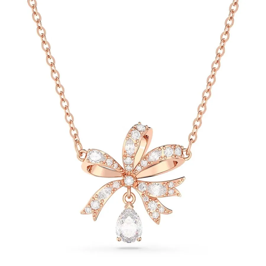 Dây Chuyền Nữ Swarovski Volta Necklacebow Small White Rose Gold Tone Plated 5656741 Màu Vàng Hồng