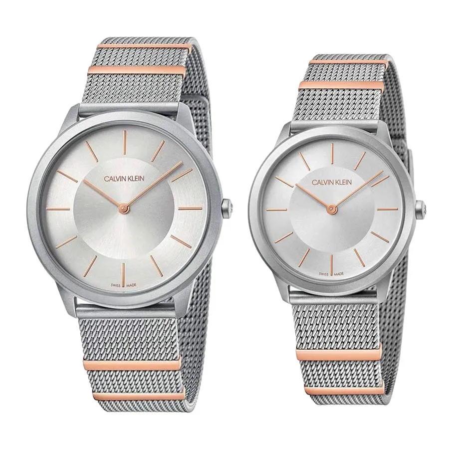 Đồng hồ Calvin Klein Thép không gỉ - Đồng Hồ Đôi Calvin Klein Minimal Quartz Watch K3M511Y6 Và K3M521Y6 Màu Bạc - Vua Hàng Hiệu