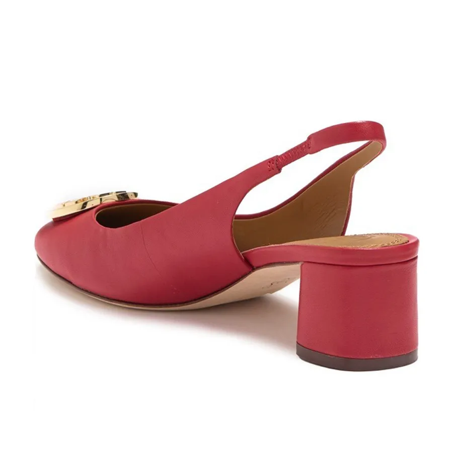 Giày Cao Gót Tory Burch Benton Leather Slingback Pump 64293 Màu Đỏ