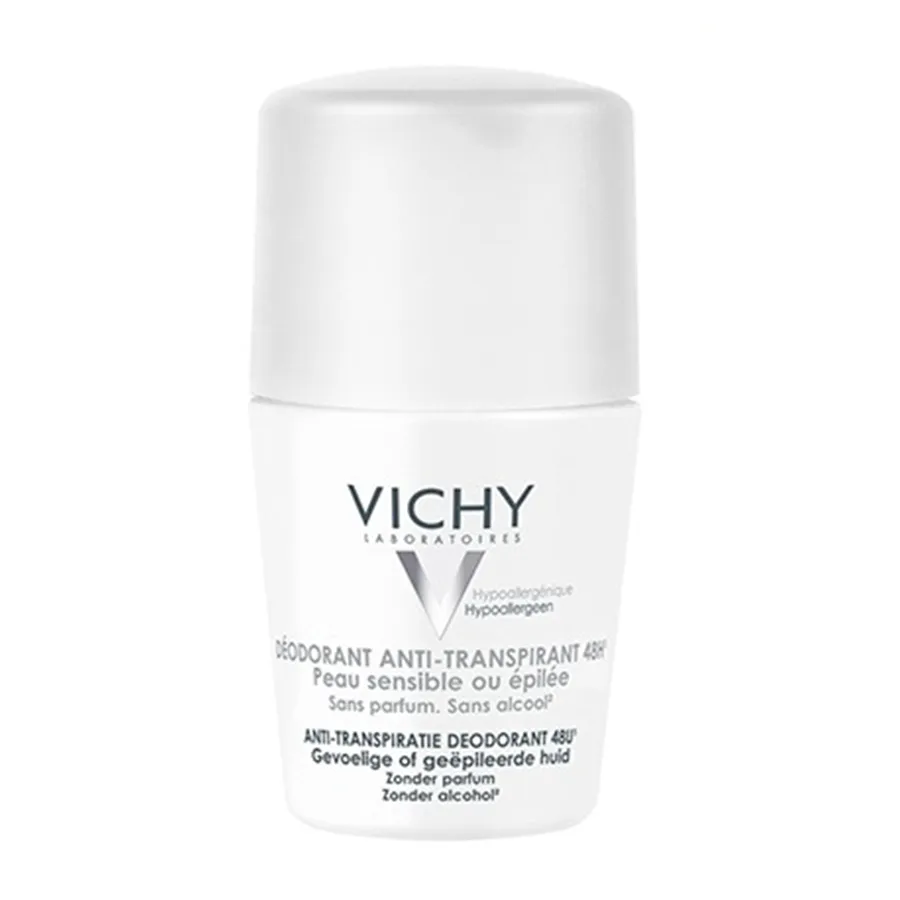 Lăn Khử Mùi Vichy Trắng Déodorant Anti – Transpirant 48h Cho Da Nhạy Cảm 50ml