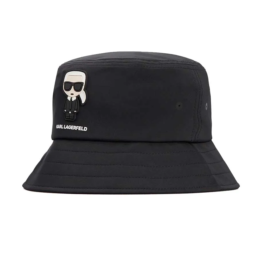 Mũ nón Polyester, Elastane - Mũ Karl Lagerfeld Panama Logo Bucket Màu Đen - Vua Hàng Hiệu