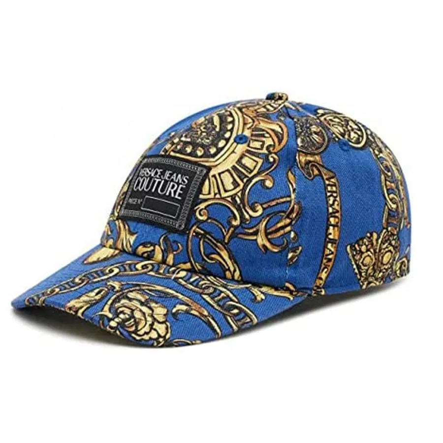 Mũ nón Phối màu xanh vàng - Mũ Versace Jeans Couture Blue Hat In Barocco Print Màu Xanh Vàng - Vua Hàng Hiệu