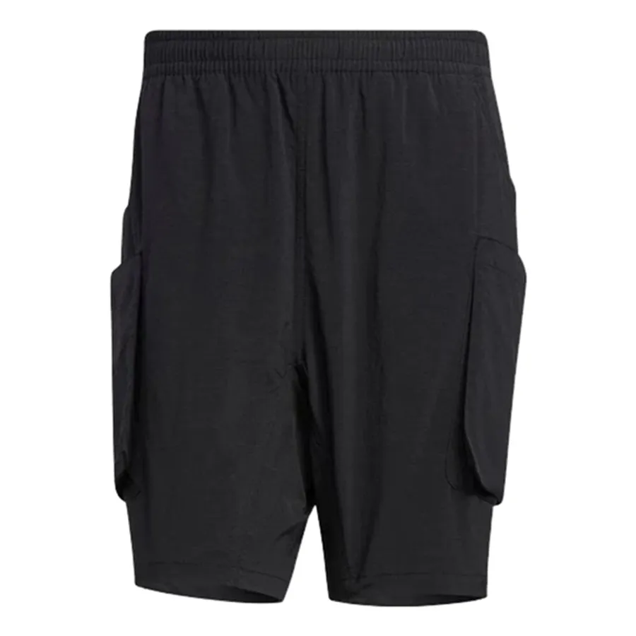 Quần Shorts Adidas Solid Color Elastic Waistband Big Pocket Black