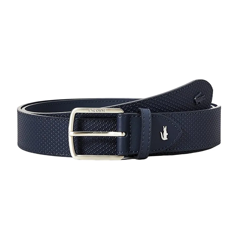 Thắt lưng Lacoste - Thắt Lưng Lacoste Official Matte Buckle Pique Embossed Leather Belt RC4005 Màu Xanh Navy Size 110 - Vua Hàng Hiệu