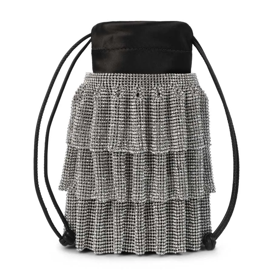 Túi Đeo Vai Alexander Wang Drawstring Pouch In Crystal Mesh Màu Bạc N-HM