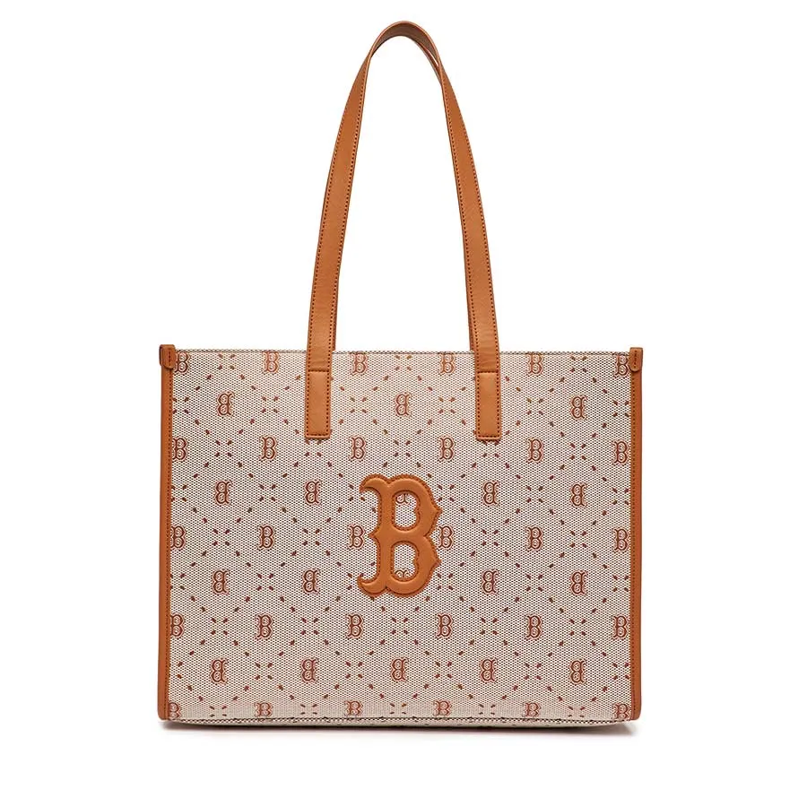 Túi xách Cotton / Polyester - Túi Tote MLB Big Diamond Monogram Jacquard Boston Red Sox 3AORL013N-43BRS Màu Nâu - Vua Hàng Hiệu