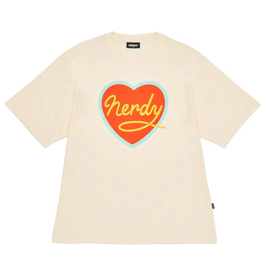 Nerdy - Áo Phông Nerdy Cursive Logo Heart Màu Kem - Vua Hàng Hiệu