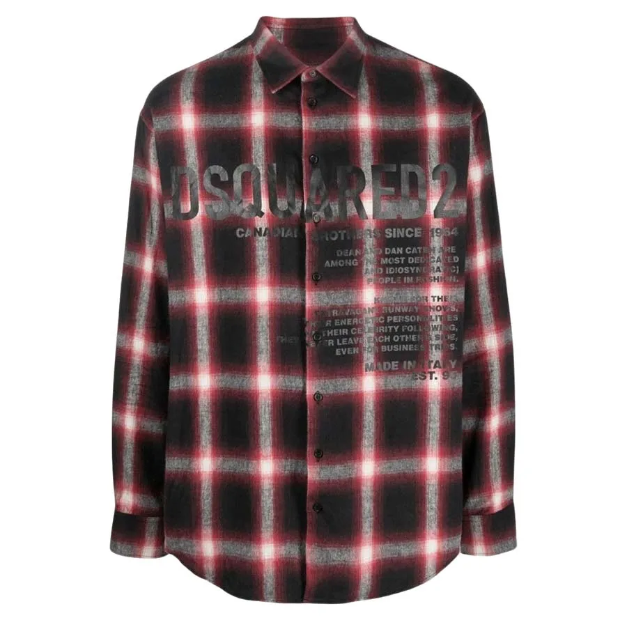 Áo Sơ Mi Dsquared2 Checked Logo Printed S74DM0647 S54782 001 Phối