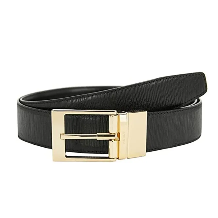 Bally - Thắt Lưng Bally Seret Men's Black Leather Belt 6232328 Màu Đen Mặt Vàng Size 110 - Vua Hàng Hiệu
