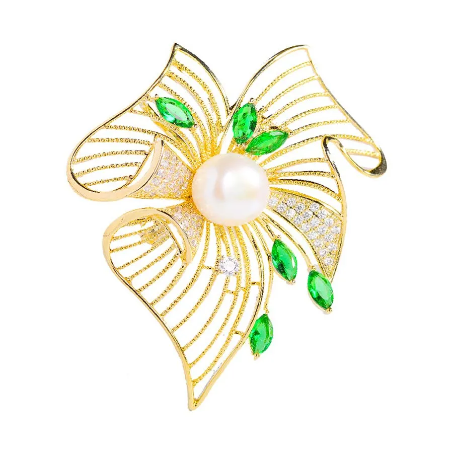 Cài Áo Meri Hoa Đá Sang Trọng BR464 Màu Vàng