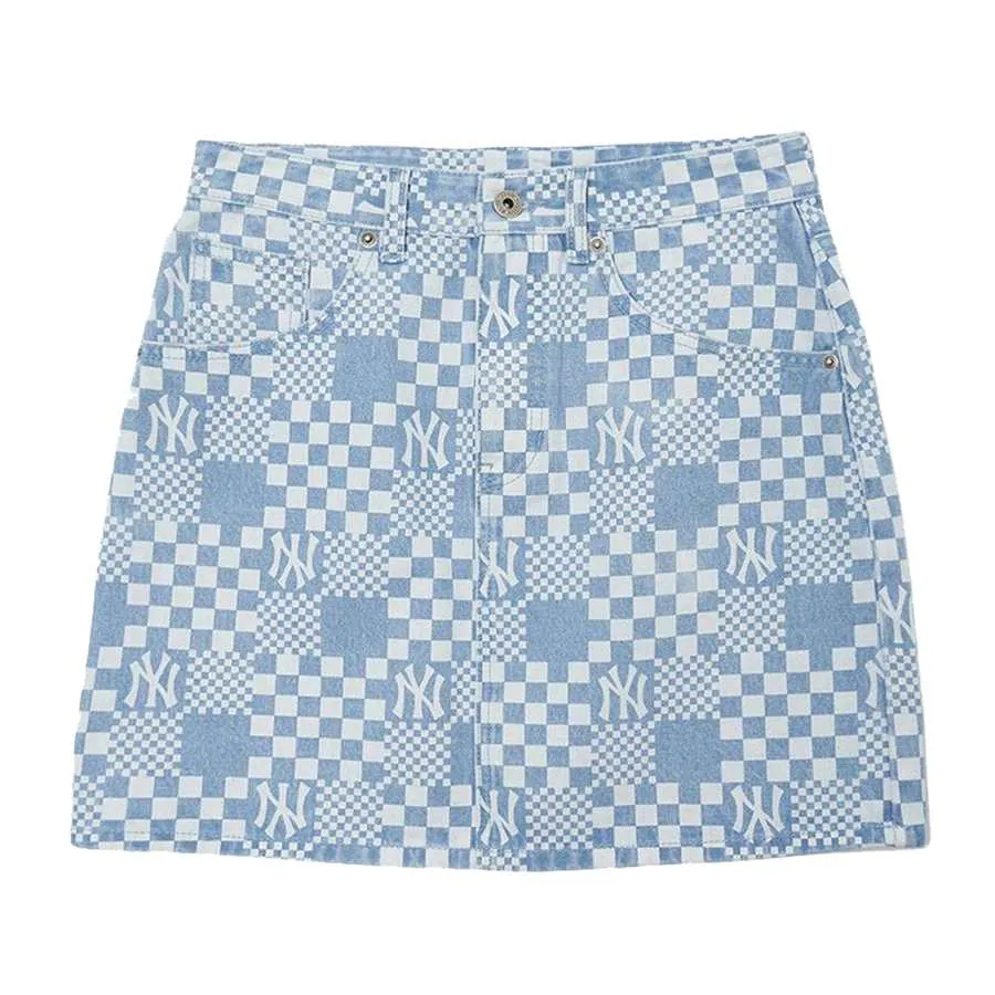 MLB Xanh nhạt - Chân Váy Nữ MLB Denim Mini A Checkerboard 3FDSM0223-50BLL Màu Xanh Nhạt Size S - Vua Hàng Hiệu