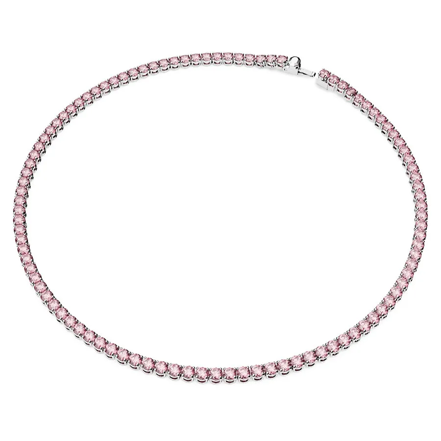 Trang sức Hồng - Dây Chuyền Swarovski Matrix Tennis Necklace Round Cut, Small, Pink, Rhodium Plated 5661193 Màu Hồng - Vua Hàng Hiệu