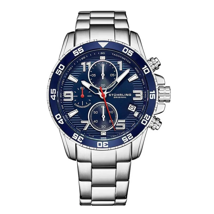 Stuhrling Mã giảm giá - Đồng Hồ Nam Stuhrling Monaco Men's Watch M15087 Màu Bạc Mặt Xanh - Vua Hàng Hiệu