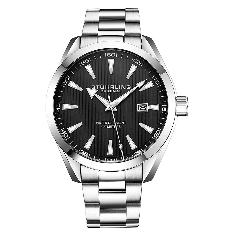 Stuhrling - Đồng Hồ Nam Stuhrling Symphony Men's Watch M15082 Màu Bạc Mặt Đen - Vua Hàng Hiệu