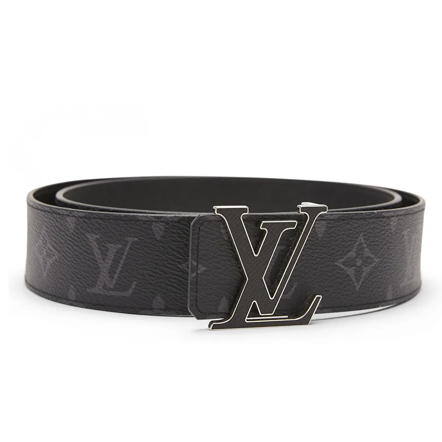 Thắt lưng Louis Vuitton - Thắt Lưng Nam Louis Vuitton LV Initials Reversible Belt Monogram Eclipse Taiga Black Màu Đen Size 100 - Vua Hàng Hiệu