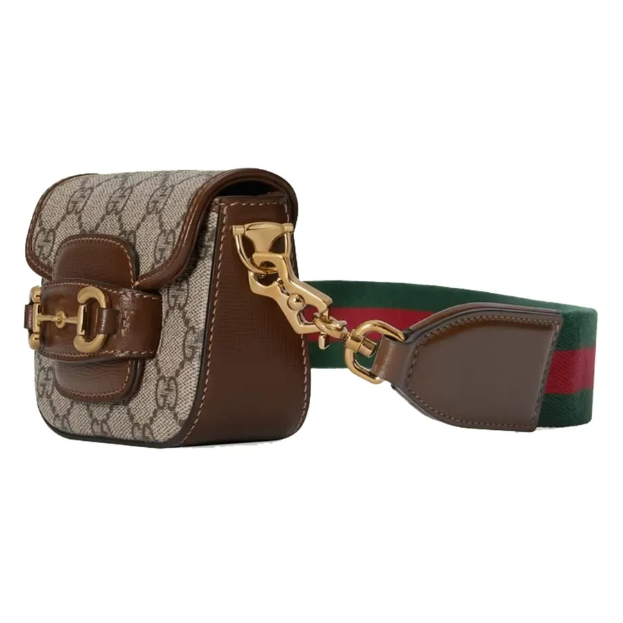 Túi Đeo Chéo Gucci Horsebit 1955 Strap Wallet Màu Nâu Xám Vua