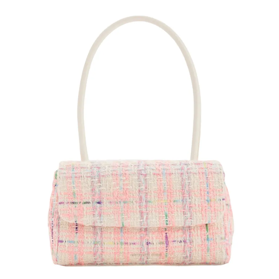 Túi Đeo Vai Charles Keith CNK Curved Handle Tweed Shoulder Bag