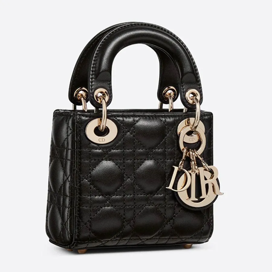 Mini Lady Dior Bag Black Strass Cannage Satin  DIOR
