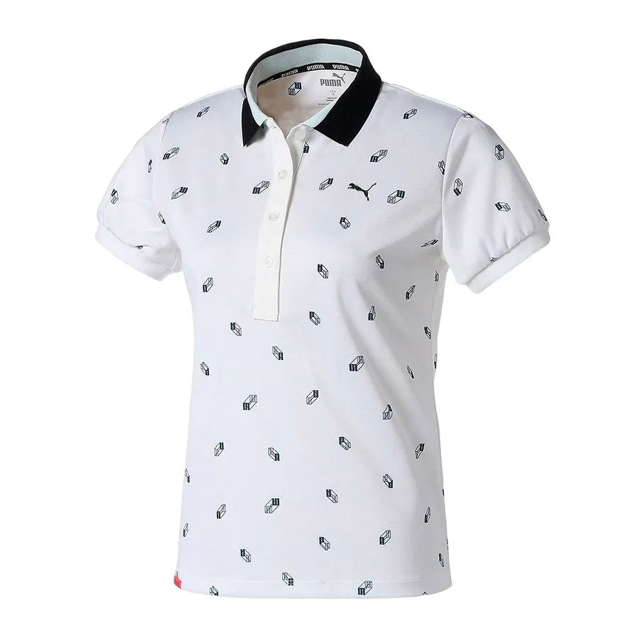 Thời trang Puma Trắng - Áo Golf Nữ Puma Golf 3D Logo AOP Short Sleeve Polo Shirt Màu Trắng Size S - Vua Hàng Hiệu