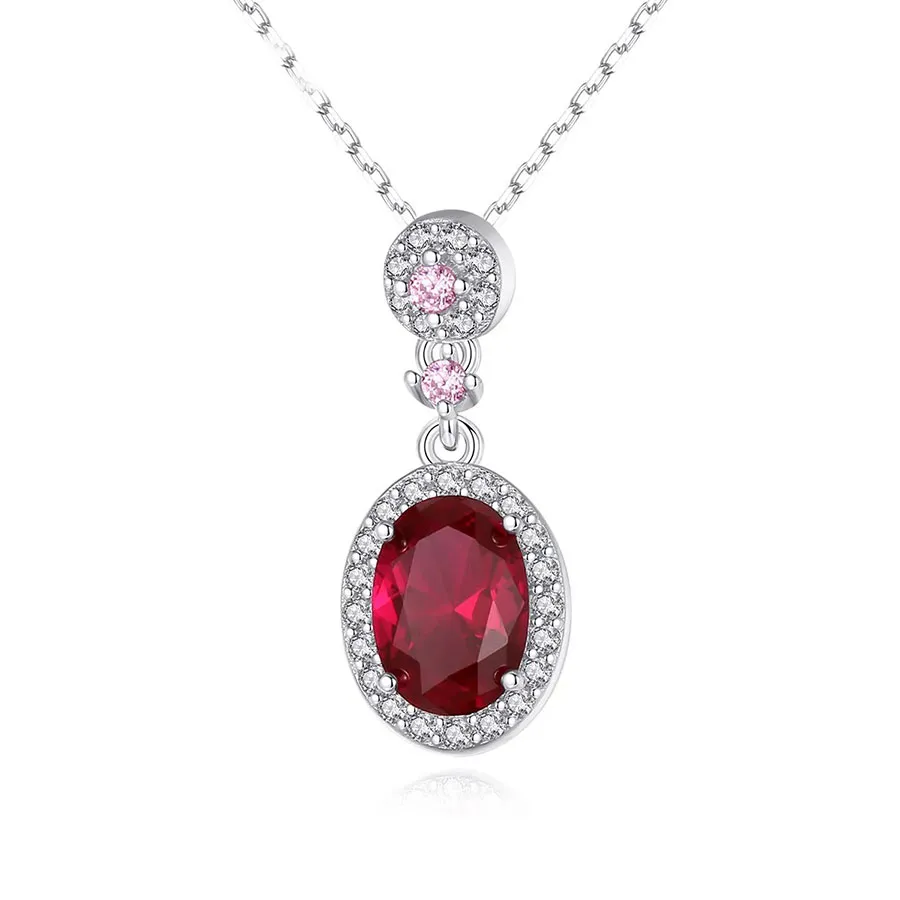 Dây Chuyền Nữ Kya Jewel Bạc Đá Đỏ Hồng Quyến Rũ SN195 Màu Bạc Phối Đỏ ...