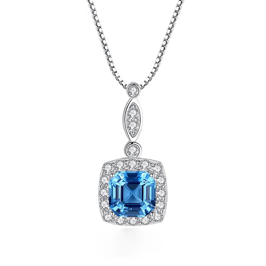 Trang sức Kya Jewel Mã giảm giá - Dây Chuyền Nữ Kya Jewel Đá CZ Cao Cấp SN186 Màu Bạc Phối Xanh - Vua Hàng Hiệu