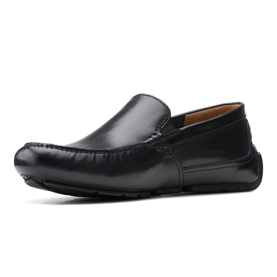 Giày Anh - Giày Lười Nam Clarks Markman Plain Black Leather Màu Đen Size 41 - Vua Hàng Hiệu