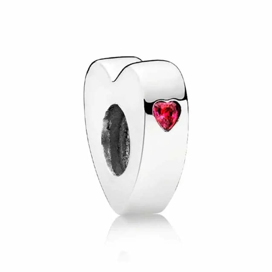 Hạt Vòng Charm Pandora Red Heart You Me Spacer 796559CZR Màu Bạc