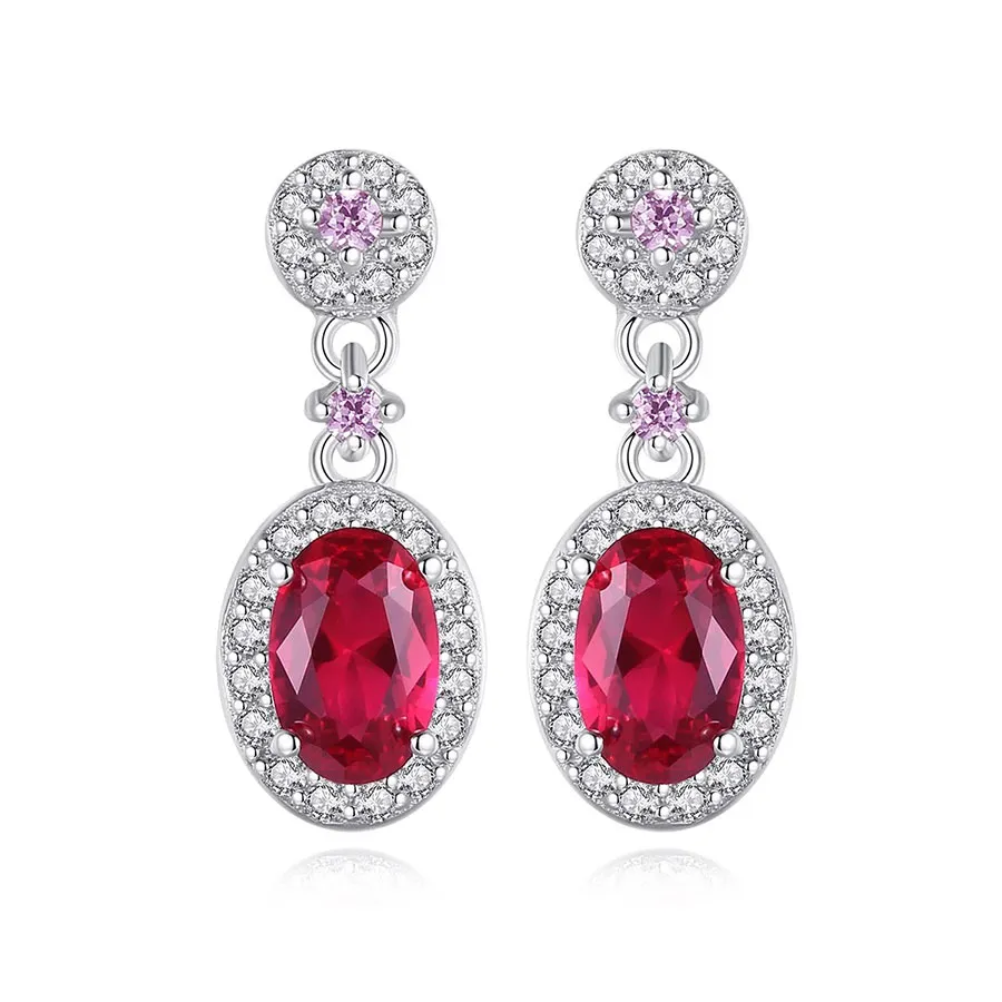 Trang sức Kya Jewel Mã giảm giá - Khuyên Tai Nữ Kya Jewel Đá Đỏ Hồng Quyến Rũ SE95 Màu Bạc Phối Đỏ - Vua Hàng Hiệu