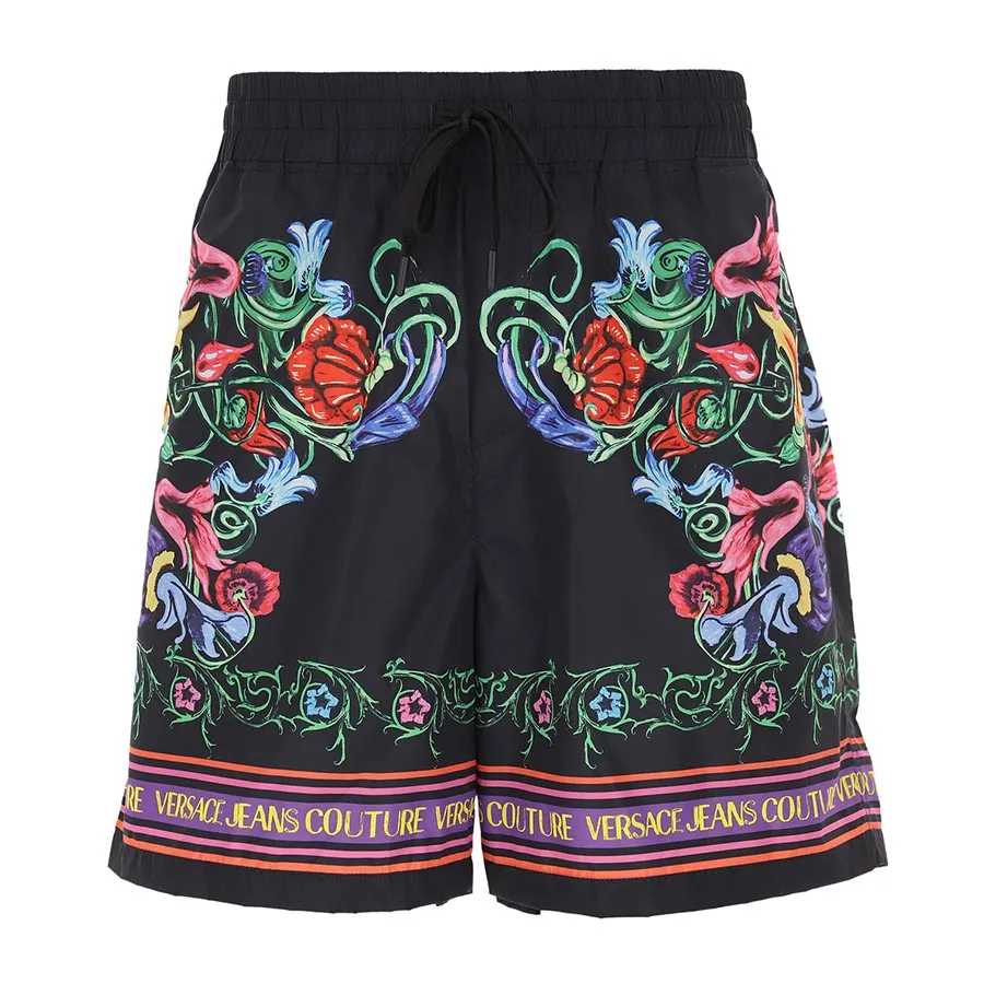 Quần Short Nam Versace V-Emblem Garden Shorts 74GADD17 CQS55 G89 Màu Đen Size 46
