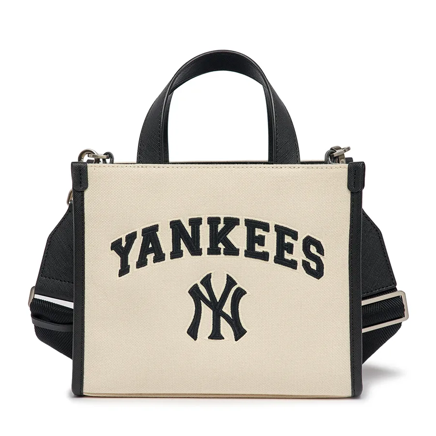 Túi xách Cotton / Polyester - Túi Tote MLB Varsity Basic Canvas Mini Tote New York Yankees 3AORS083N-50CRD Màu Đen Kem - Vua Hàng Hiệu