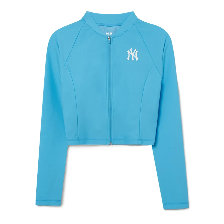 ジャケット MLB Women's Basic Ribbed Slim Fit Crop Zip-Up NY Brown 3FTRB Sleek Seamless Zip Crop Top - Fabletics
