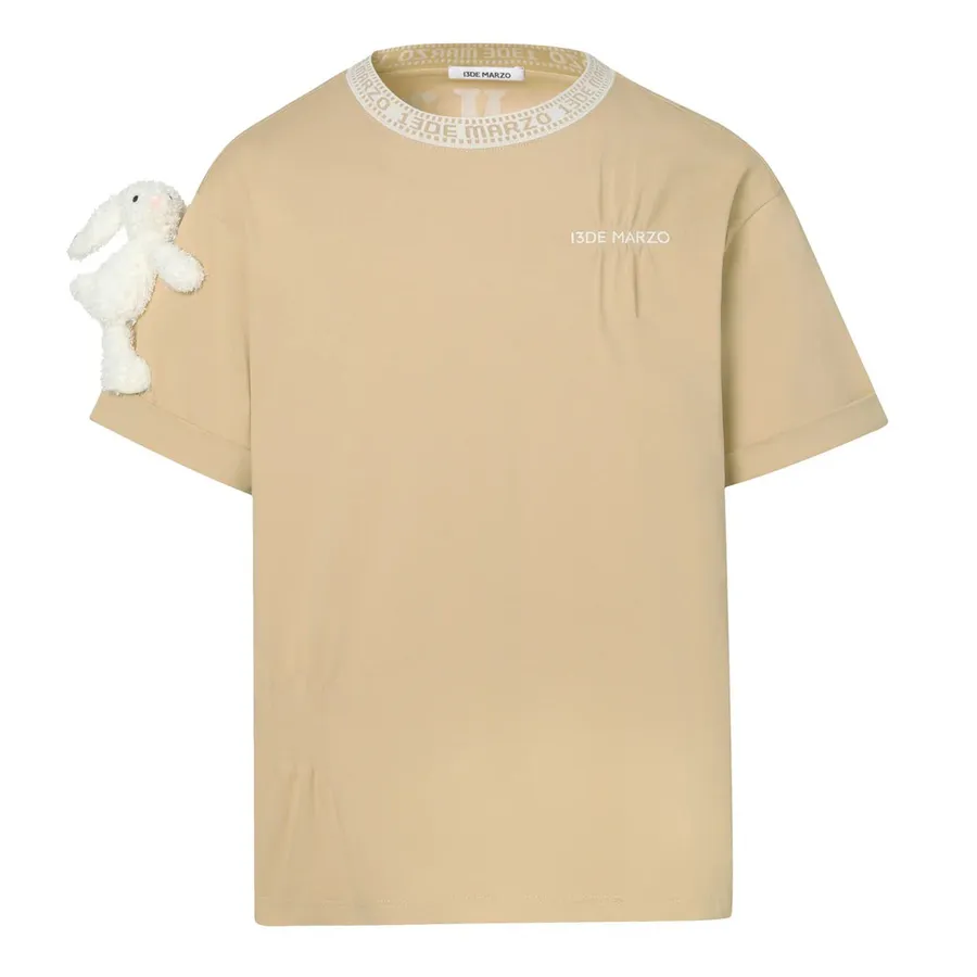 Thời trang - Áo Phông 13 De Marzo Round Neck Stitch Logo T-Shirt Hazelnut FR-JX-529 Màu Nâu Size S - Vua Hàng Hiệu