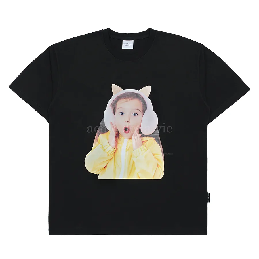 Acmé De La Vie Đen - Áo Phông Acmé De La Vie ADLV Baby Face Cat Earplug Short Sleeve Tshirt Màu Đen - Vua Hàng Hiệu