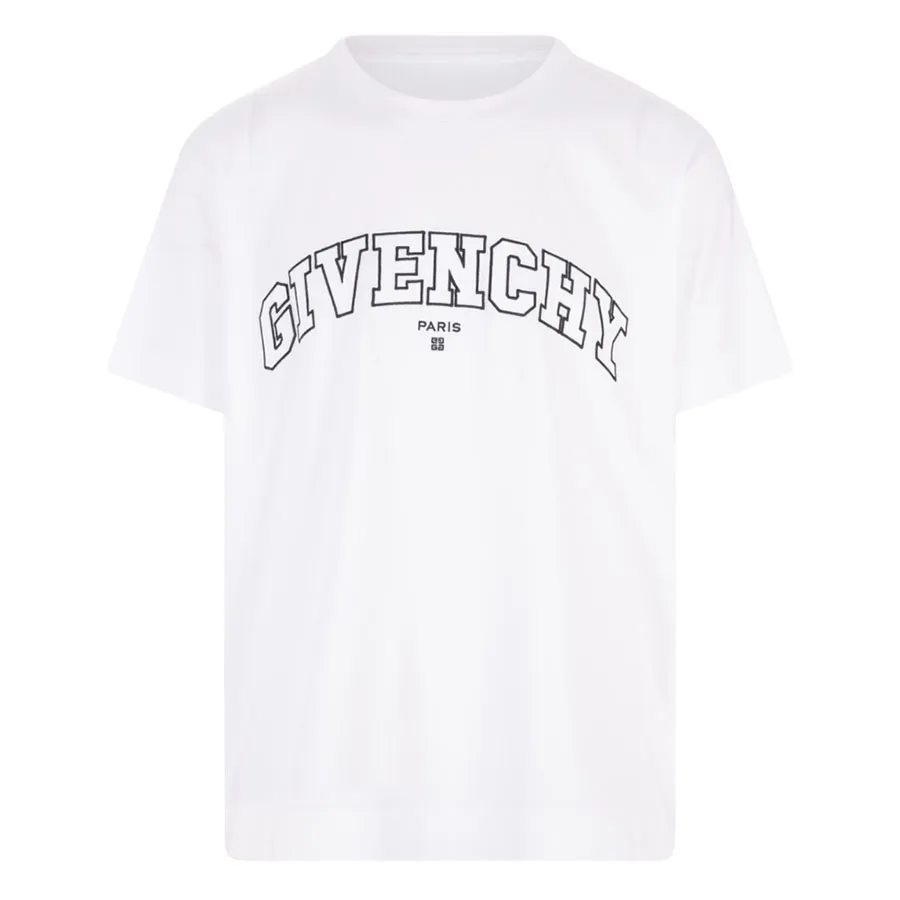 Áo Phông Nam Givenchy College Embroidered Logo Tshirt BM71CW3Y6B 116 Màu Trắng