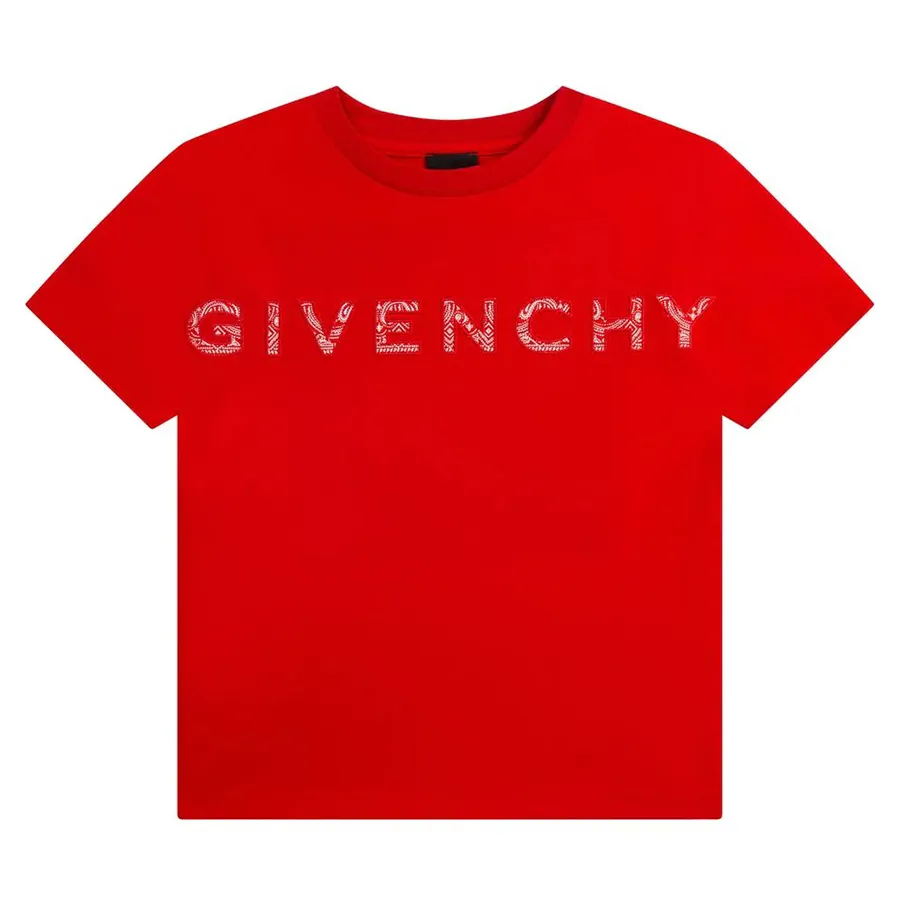 Áo Phông Trẻ Em Givenchy Red With Logo Embroidered Tshirt H25382/991 Màu Đỏ