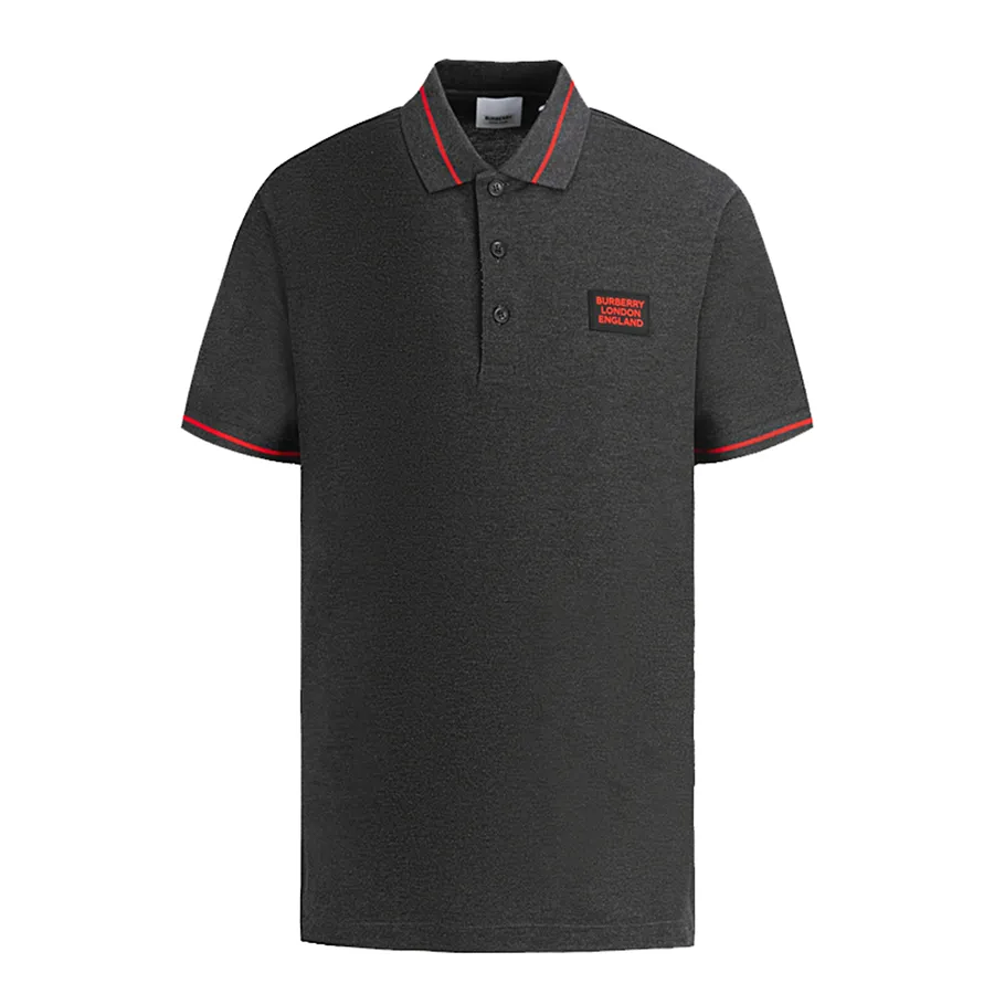 Áo Polo Nam Burberry Gray With Check Logo TB – 8067581 Màu Xám Size S
