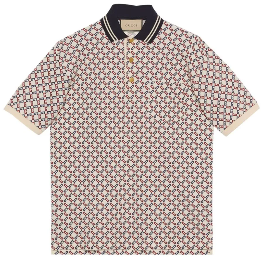 Áo Polo Nam Gucci GC Geometric G Cotton Piquet Shirt Phối Màu | Vua ...