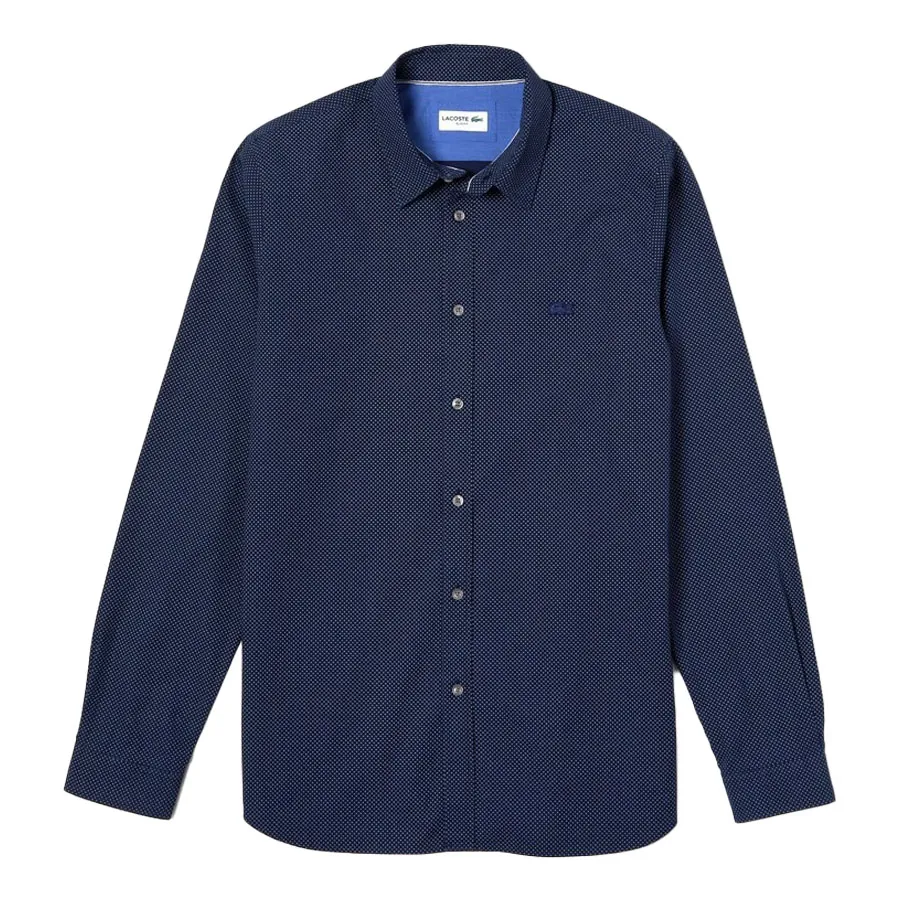 Thời trang Áo sơ mi - Áo Sơ Mi Nam Lacoste Camisa Marino Hombre Slim Fit CH0564 005 Màu Xanh Navy Size 38 - Vua Hàng Hiệu