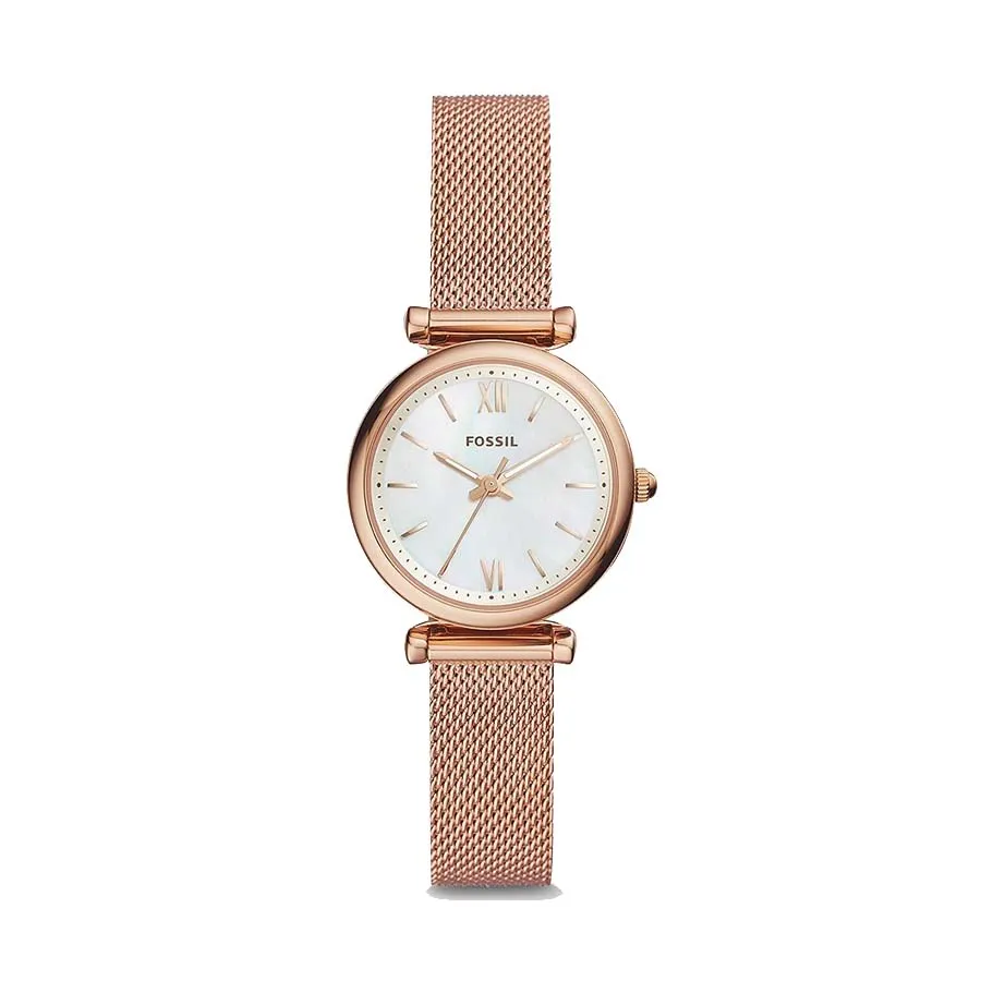 Đồng Hồ Nữ Fossil Carlie Three-Hand Rose Gold Tone Stainless Steel Watch ES4433 Màu Trắng/ Vàng Hồng