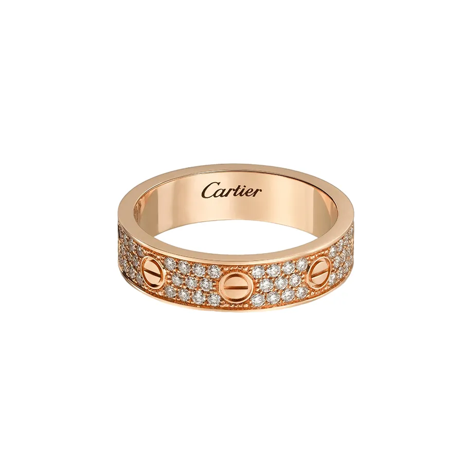 Trang sức Nhẫn cưới - Nhẫn Cưới Cartier Love Wedding Band Diamond-Paved B4085800 4mm Màu Vàng Hồng (Chế Tác) - Vua Hàng Hiệu