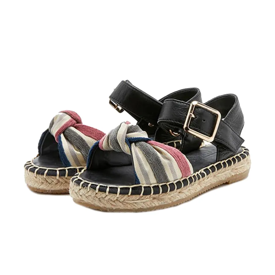 Giày Da bò - Sandal Bé Gái Pazzion BB1582-10 - BLACK Màu Đen Size 20 - Vua Hàng Hiệu