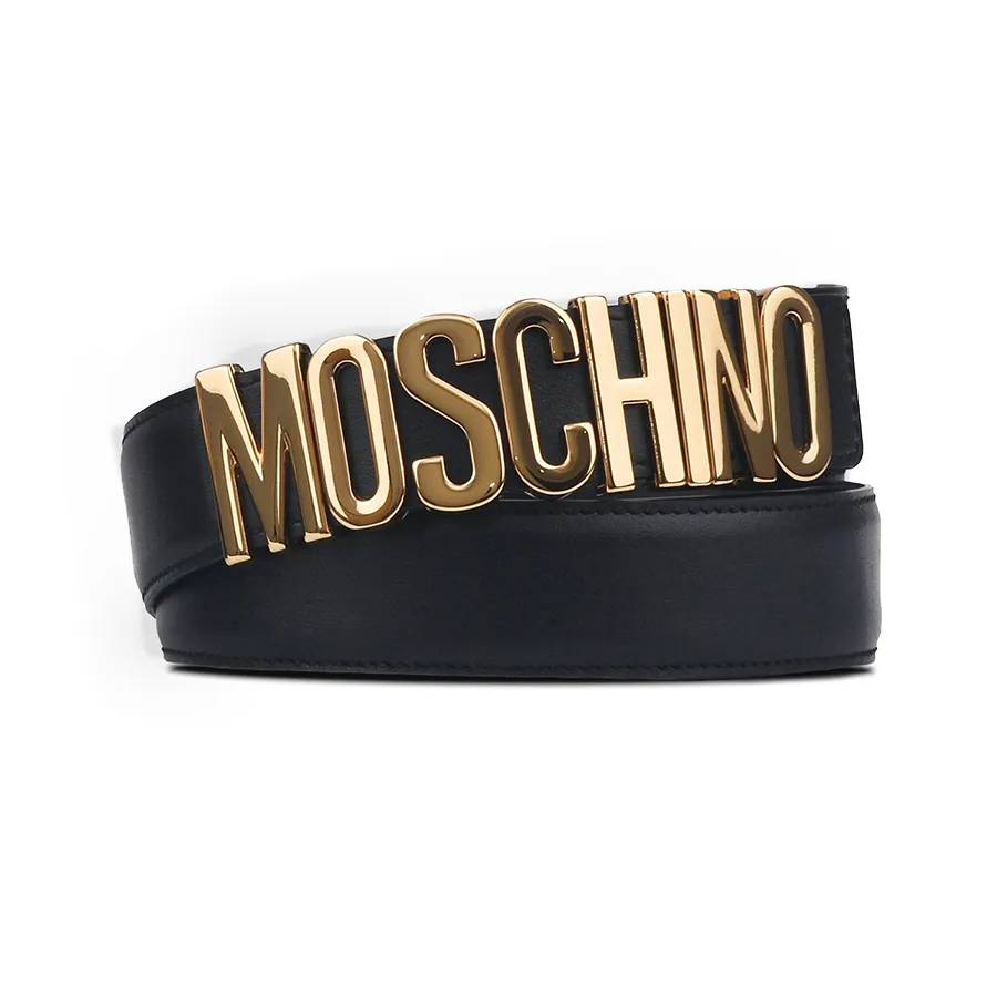Thắt Lưng Nữ Moschino Black Leather - 8007 8001 A0555 Màu Đen Vàng Size 40