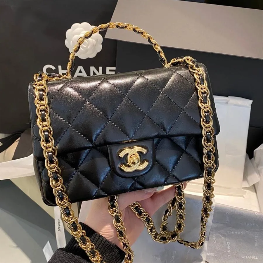 Chanel Black Lambskin Medium Double Flap Bag  Rich Diamonds