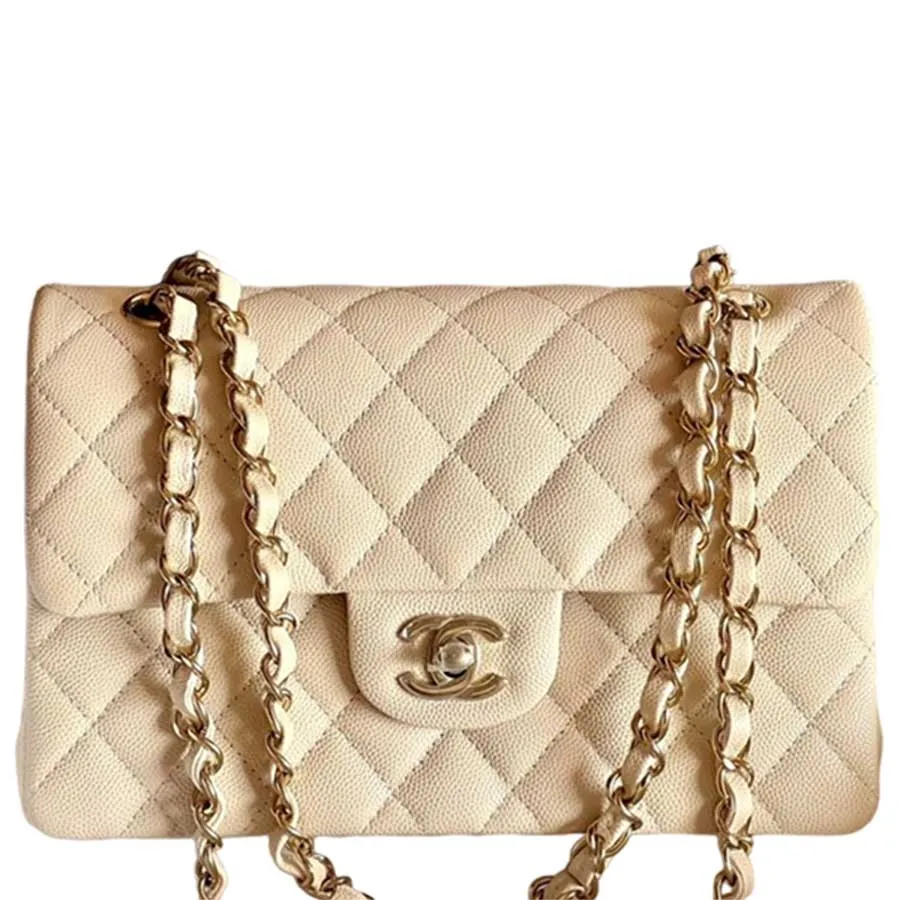 Túi Chanel Classic Handbag Lambskin White Gold Like Authentic