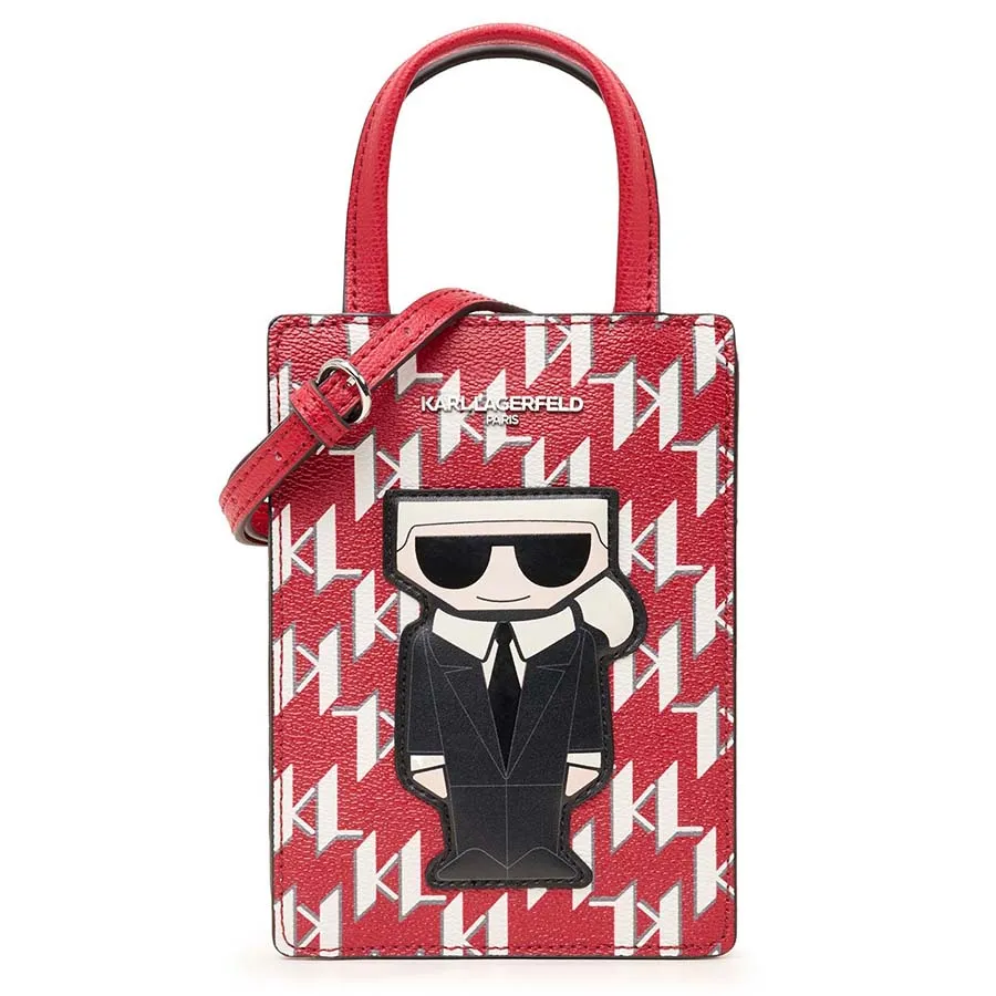 Túi xách - Túi Đựng Điện Thoại Nữ Karl Lagerfeld Maybelle Monogram Cell Phone Bag Màu Đỏ Trắng - Vua Hàng Hiệu