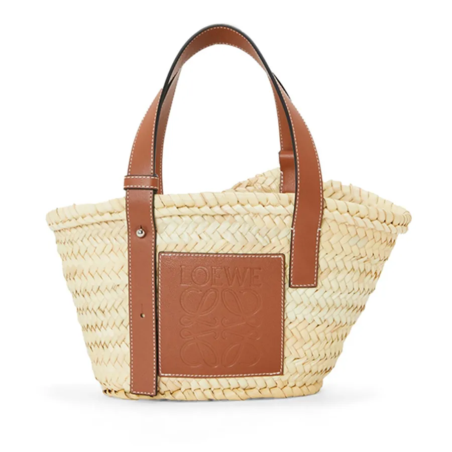 Túi xách Kem nâu - Túi Tote Loewe Small Basket Bag In Palm Leaf And Calfskin Màu Kem Nâu - Vua Hàng Hiệu