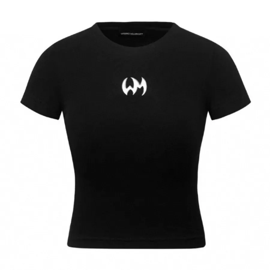Áo Phông Nữ Weird Market Pickleball Backless Logo Top Black T-Shirt Màu Đen