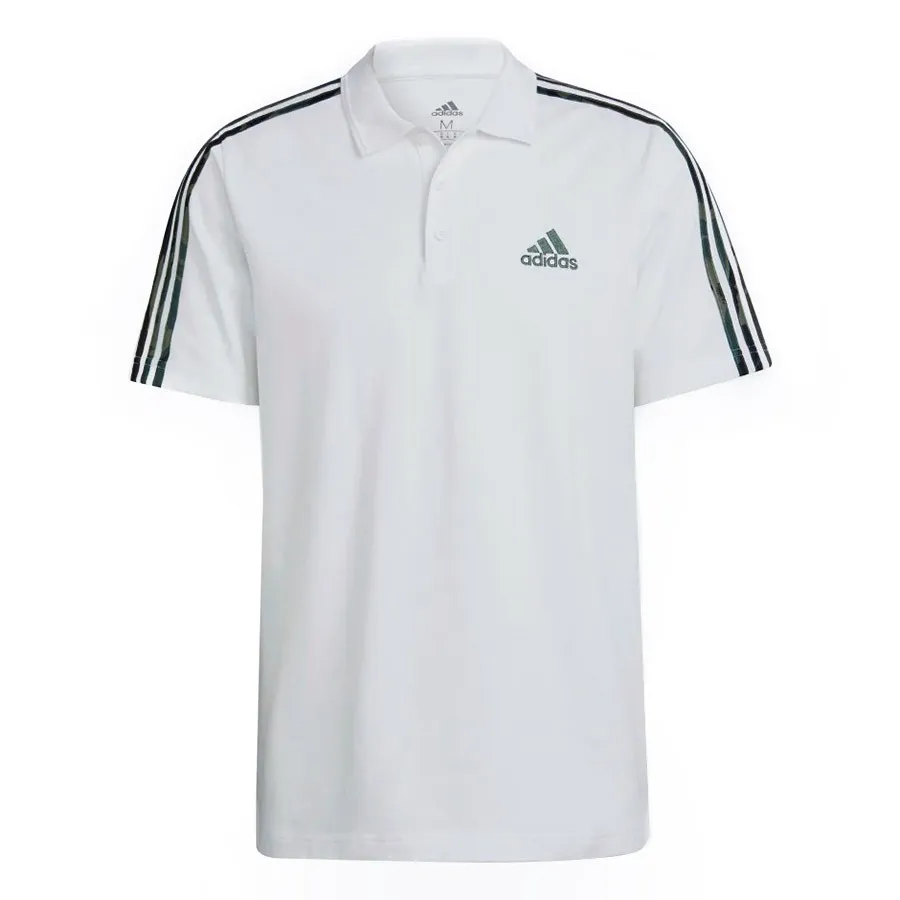 Thời trang Adidas 70% Cotton / 30% Polyester - Áo Polo Nam Adidas Essentials Piqué Camouflage 3-Stripes GK9615 Màu Trắng Size L - Vua Hàng Hiệu