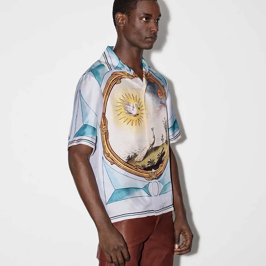 Áo Sơ Mi Nam Amiri Landscape Frame Bowling Shirt Màu Trắng  